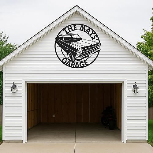Miniatura 6 de Letrero personalizado de garaje para hombres, arte de pared con nombre de metal personalizado para entusiastas de los automóviles, constructores y
