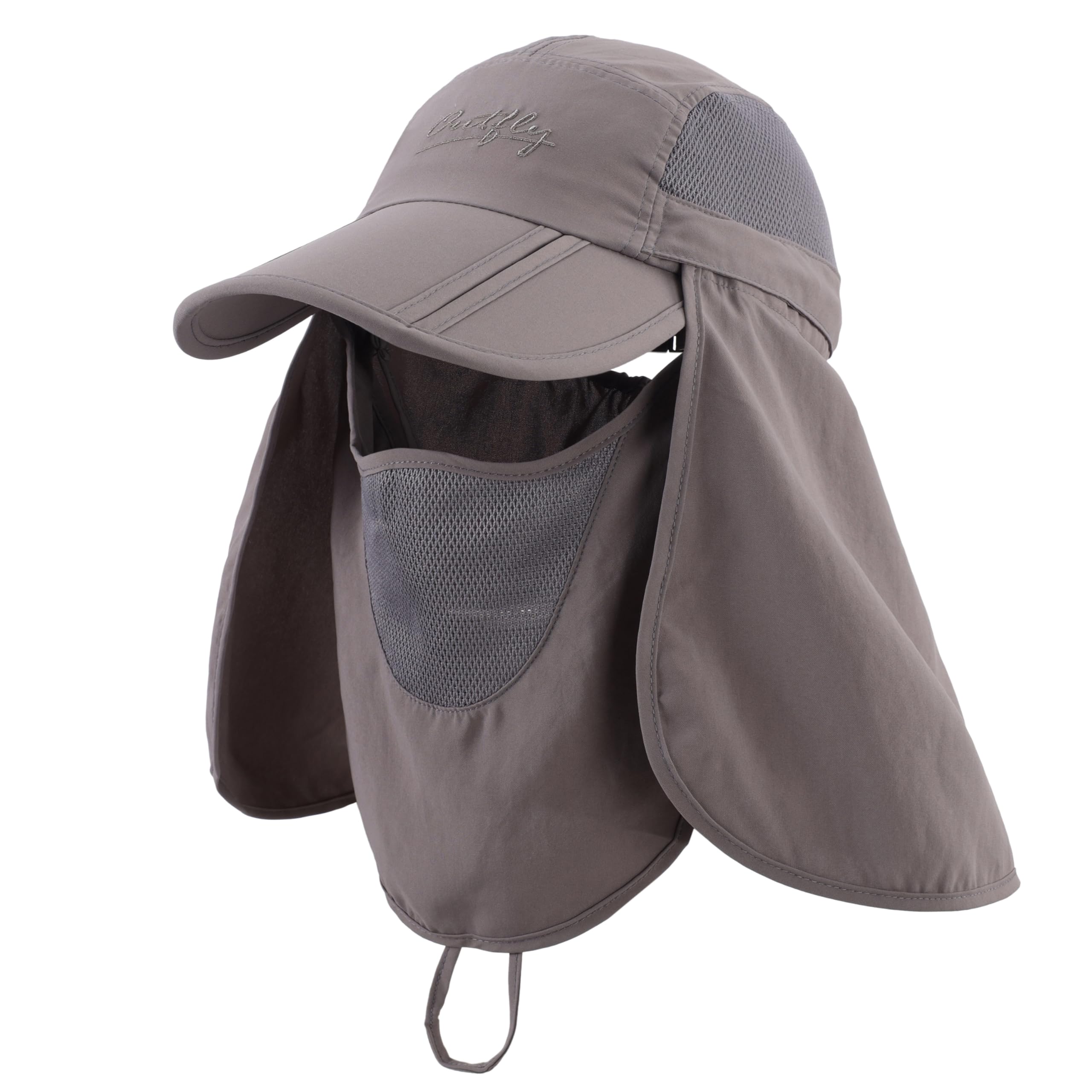 Connectyle Men's Foldable Outdoor Sun Cap with Removable Face Mask Neck Flap Cover UPF 50+ Sun Protection Fishing Hiking Hat