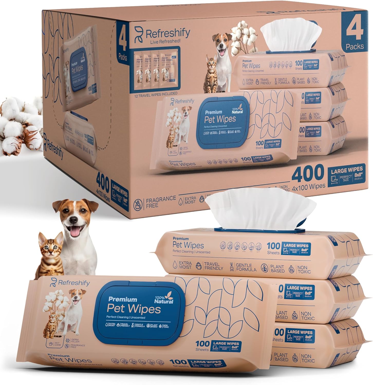 Pet Wipes for Dogs and Cats 400 Pack Dog Wipes for Paws
