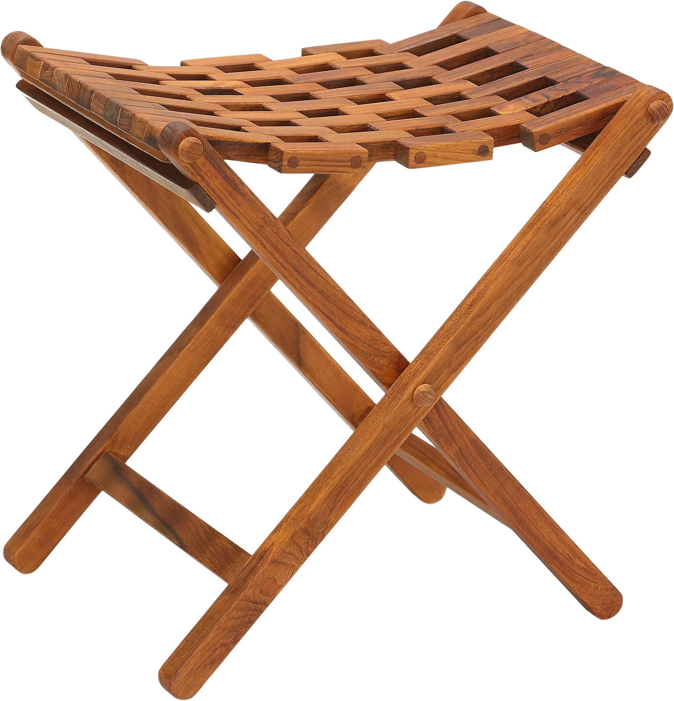 Bare Decor Mosaic Folding Stool in Solid Teak Wood, Brown