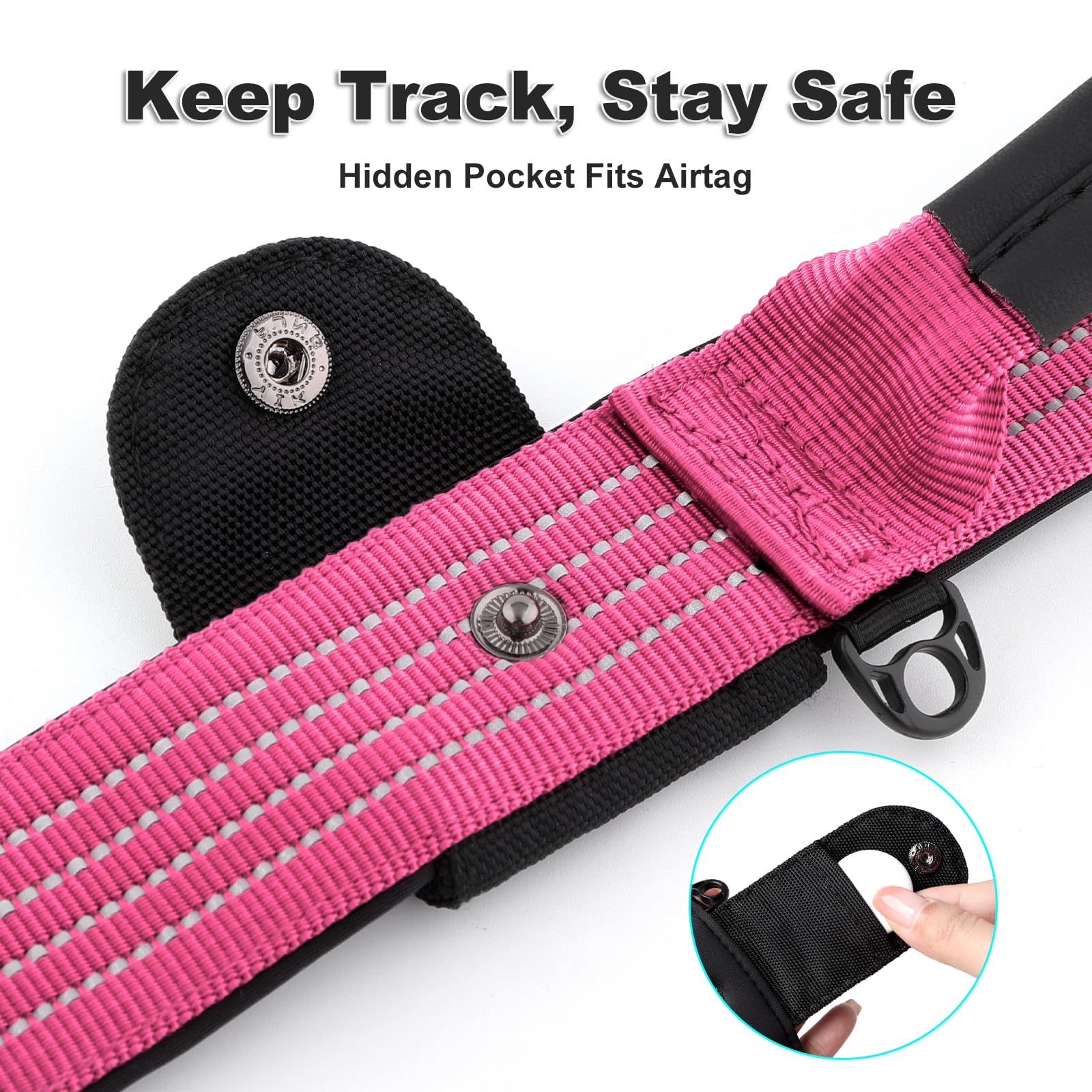 Plutus Pet Tactical Dog Collar with Tracker pocket for AirTag Adjustable Reflective Nylon Collar, Metal Buckle - Image 3
