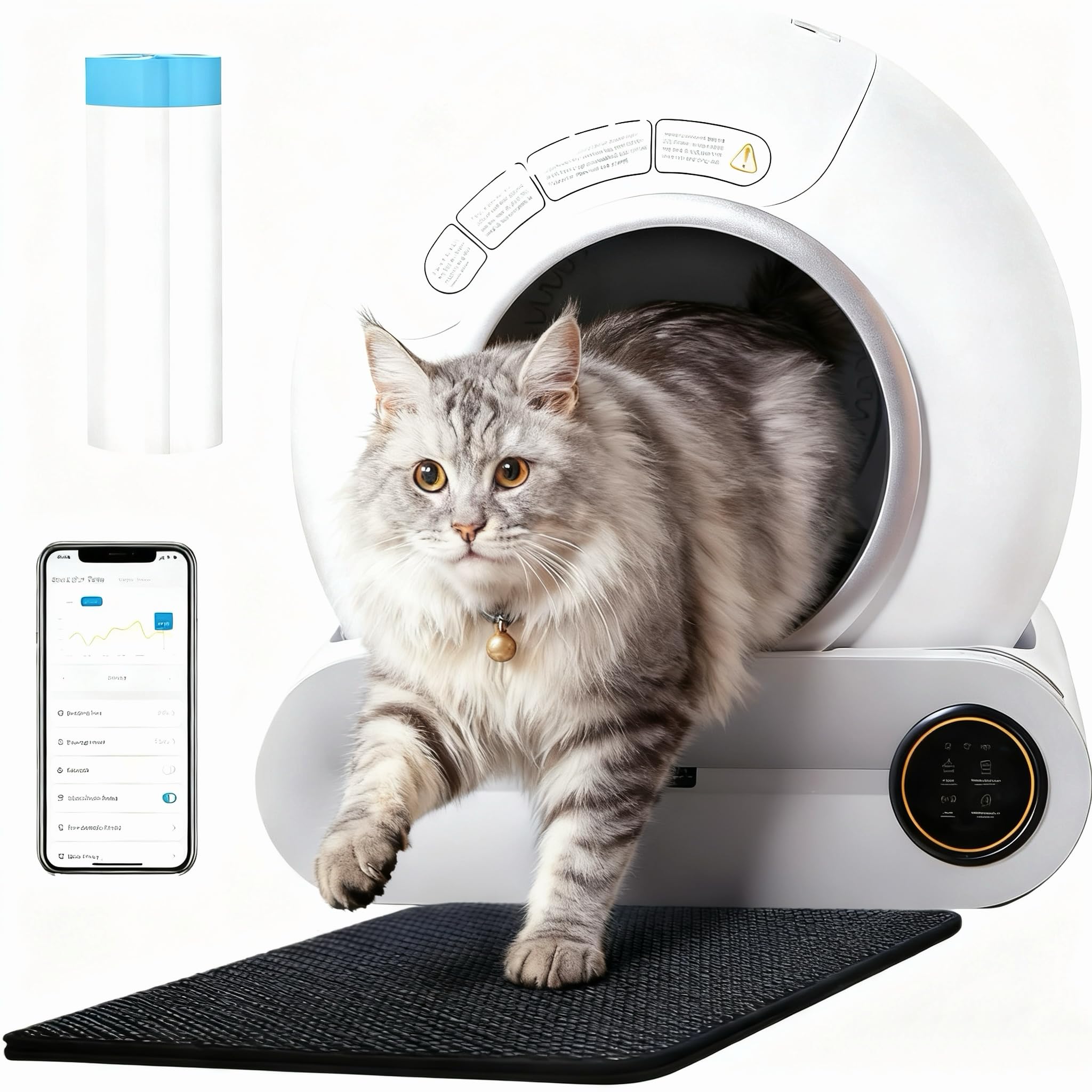 Litiere chat autonettoyante RMAN 65L grande capacite connectee