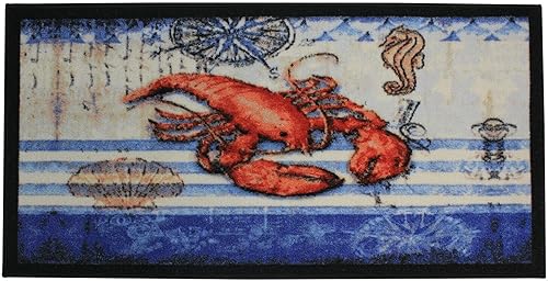 Miniatura 6 de Kashi Home Alfombra de cocina, alfombra de área, tapete hermoso estampado de látex antideslizante con parte trasera de langosta de 3 piezas (2 18 x
