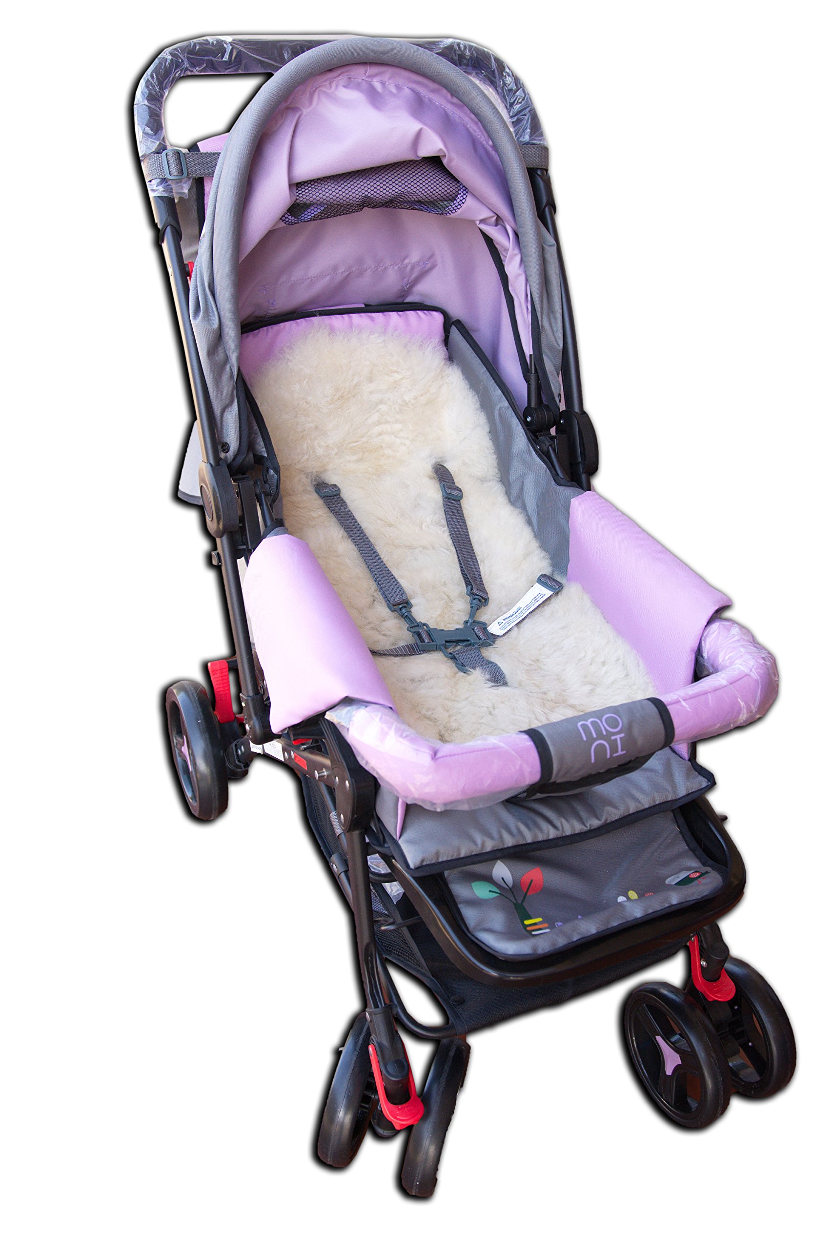 Genuine Lambskin Baby Sheepskin Stroller Liner / Seat Cover / Pram Rug - 5 Point Harness System