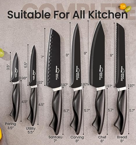 Miniatura 7 de Amorston - Juego de cuchillos de cocina de 15 piezas con afilador de cuchillos integrado y juego de cuchillos de cocina de 15 piezas