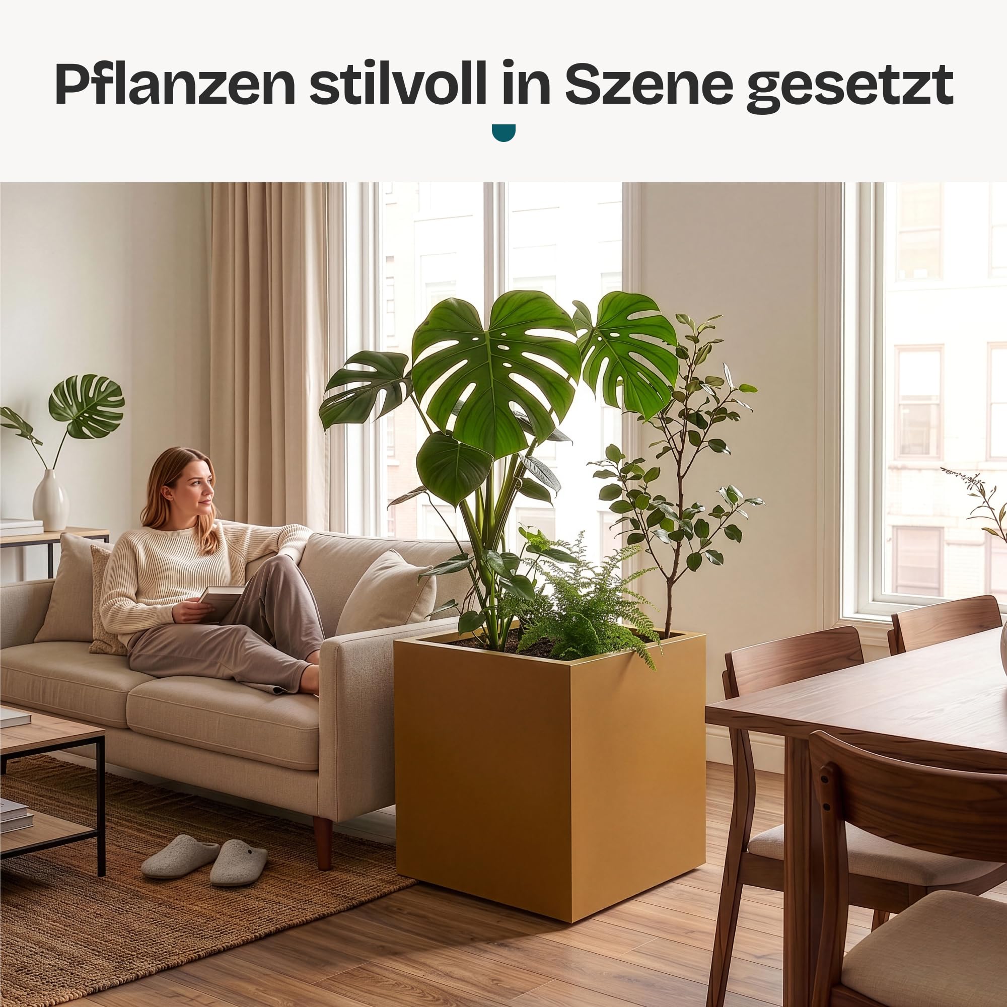 casa.pro Pflanzkübel Vaargel Blumentopf 60 x 60 x 60 cm Pflanzkasten wetterfest Pflanzentopf quadratisch Blumenkübel Outdoor Indoor Blumenkasten verzinkter Stahl Braun