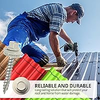 Vista 7 de EAGLE 1 Tornillos para Techos de Metal #10 - Tornillos Autorroscantes con Cabeza Hexagonal Pintada y Arandela de Goma EDPM para Metal a Madera