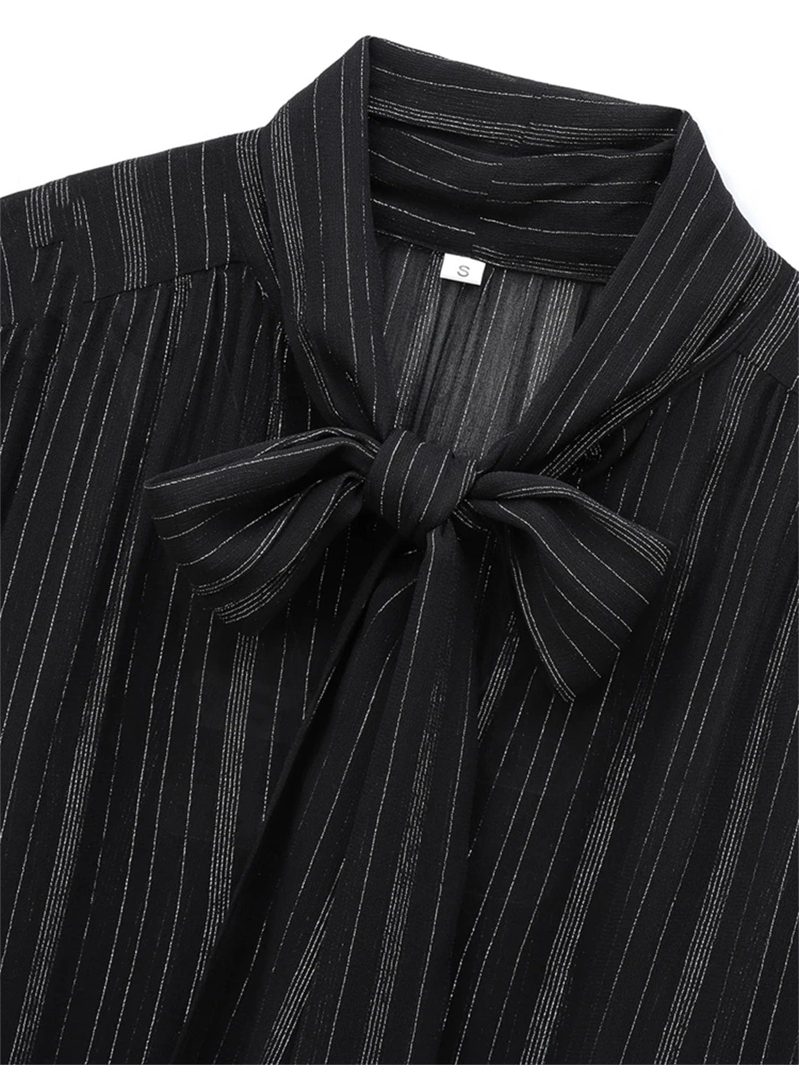 Camicette da donna a righe con volant per donna elegante casual a maniche lunghe in pizzo vintage