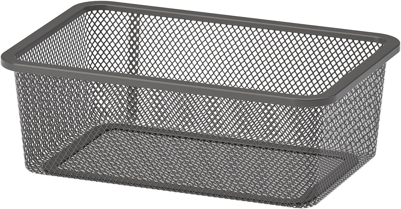 Set of 6 Mesh Storage Boxes, Compact Metal Wire Storage Bins with Open Mesh Design for Wall , Easy Pull-Out and Carry Organizer for Teen, 7.9 x 11.8 x 3.9 Inches (Dark gray)