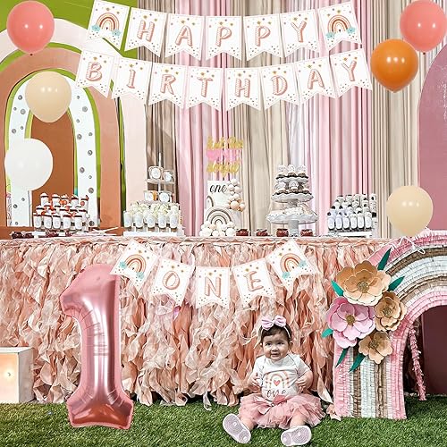 Miniatura 3 de Sursurprise Miss Onderful - Decoraciones de primer cumpleaños para niña, Isn't She Lovely Isn't She Onederful, telón de fondo para tarta, globos