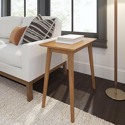 Miniatura 1 de Plank+Beam Mesa auxiliar rectangular moderna de mediados de siglo, mesa auxiliar para sala de estar, mesita de noche de madera, mesa auxiliar