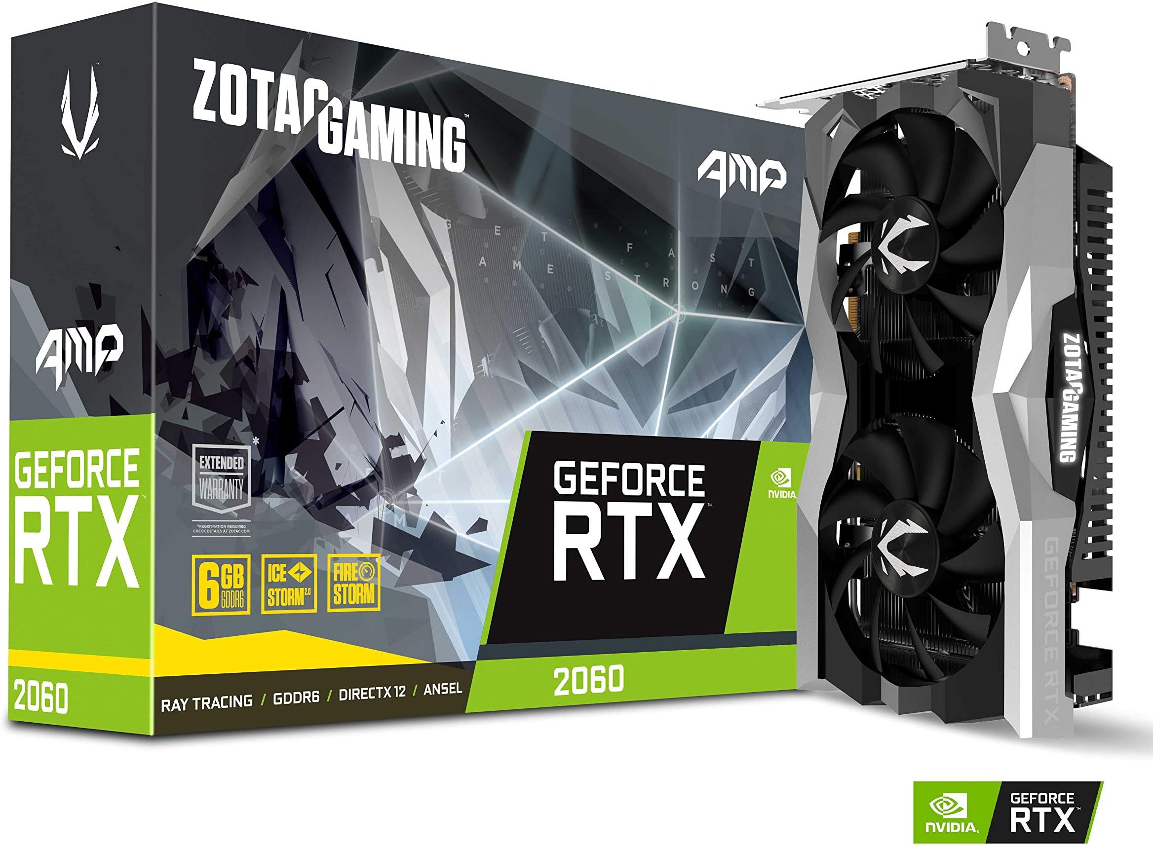 ZOTACGAMING NVIDIA GeForce RTX 2060 AMP 6GB GDDR6 192-bit Gaming Graphics Card, Super Compact, Ice Storm 2.0, ZT-T20600D-10M