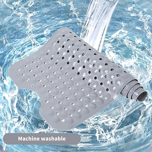 Miniatura 5 de Tapete de baño antideslizante y largo, tapete de ducha, innovadoras ventosas de masaje de burbujas 310, lavable a máquina, 40 x 16 pulgadas, (gris)
