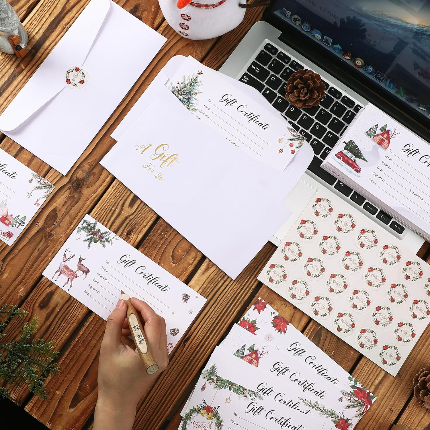 96 Set Gift Certificates for Business Included 96 Pcs Blank Certificate Cards with Gold Foil Envelopes and Stickers for Women Birthday Beauty Salon Restaurants Customer Christmas image 5 of 7 B0D8W3CSKP