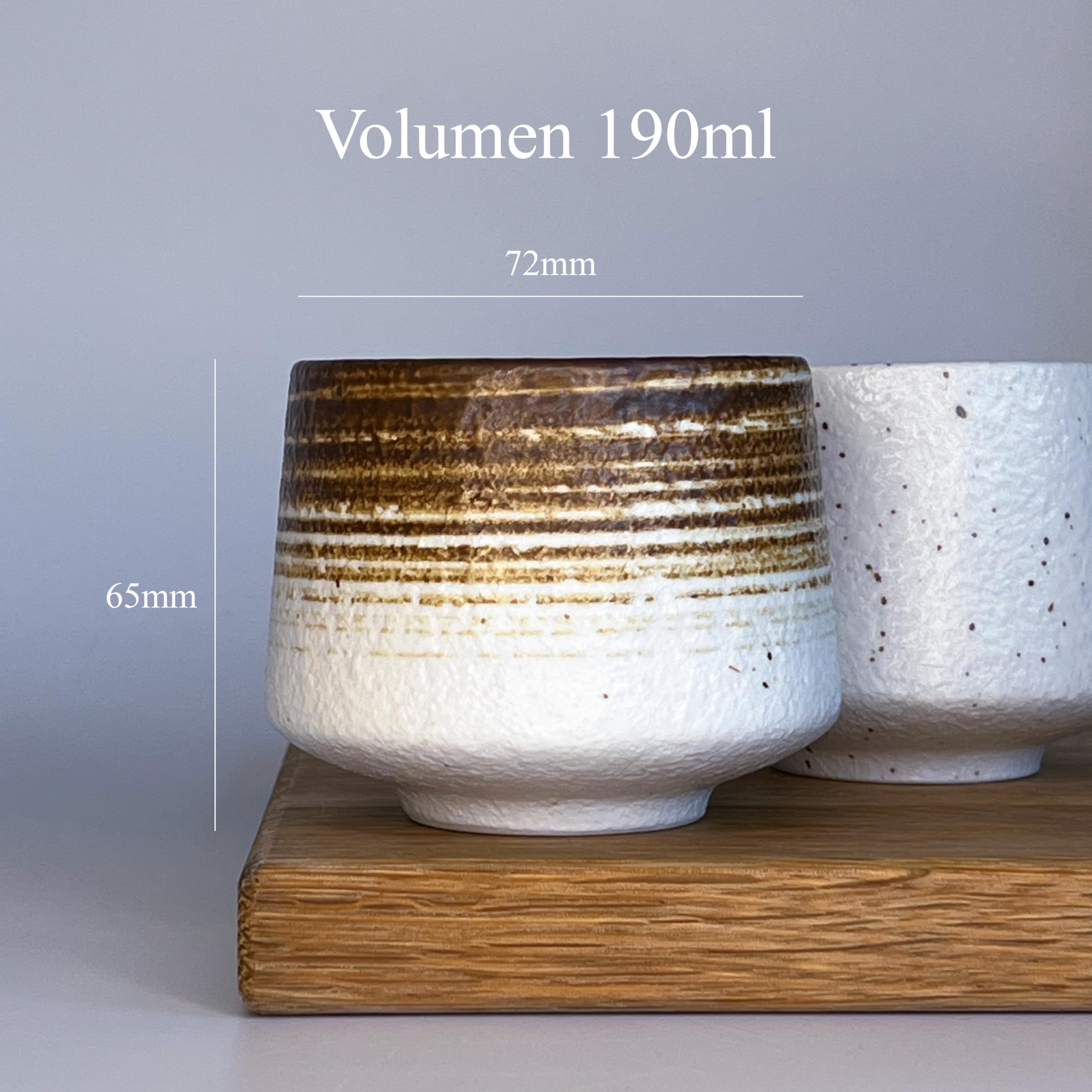 shizuro Set di tazze giapponesi – 2 pezzi da 190 ml – tazza in ceramica di alta qualità per caffè, cappuccino e tè – sostenibile asiatica vintage – design retrò moderno (marrone bianco)