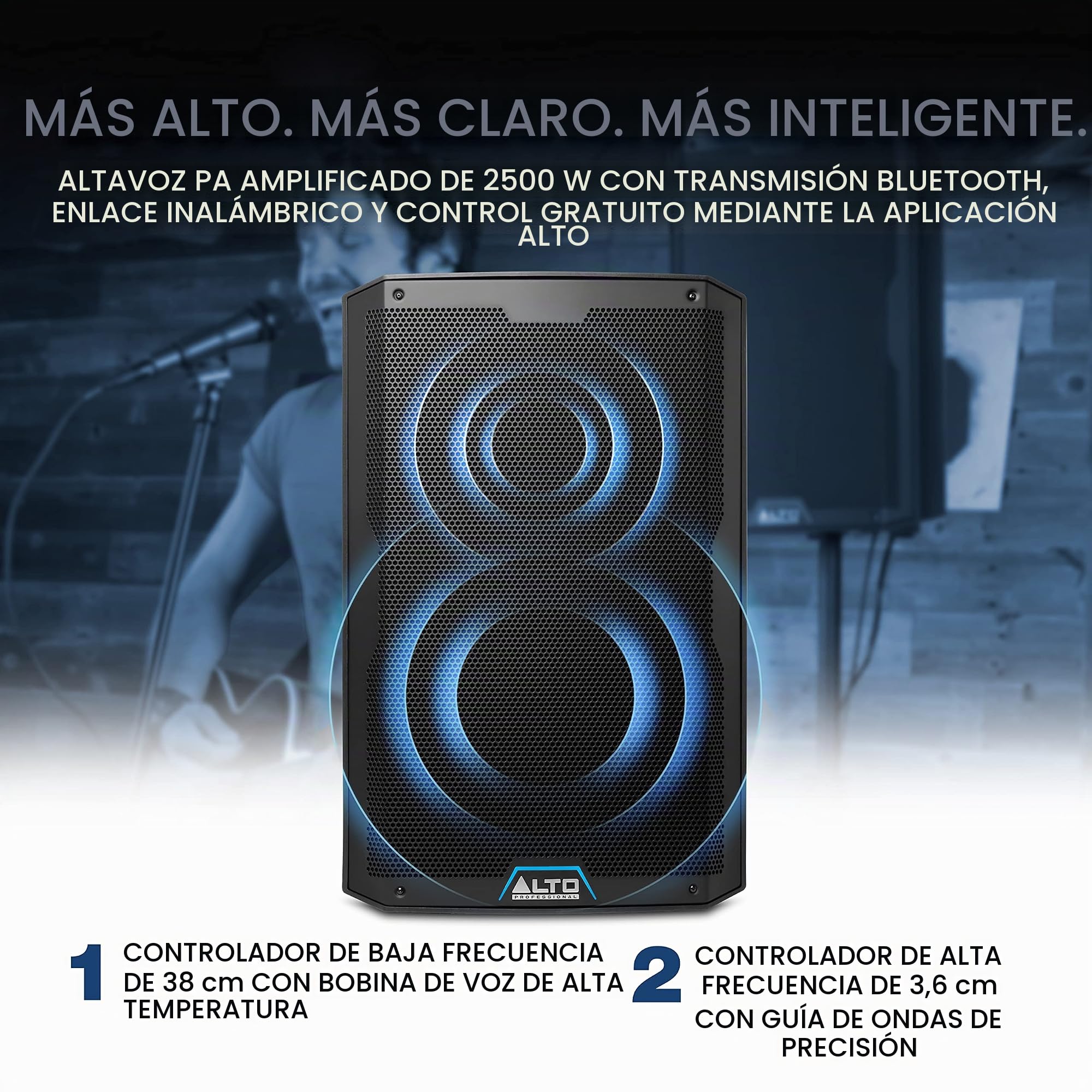 Alto Professional TS415 Altavoz PA Activo de 2500W 15" con Mezclador de 3 Canales & Audibax Neo 131 - Soporte Profesional para Altavoces - Trípode para Altavoces - Trípode Extensible