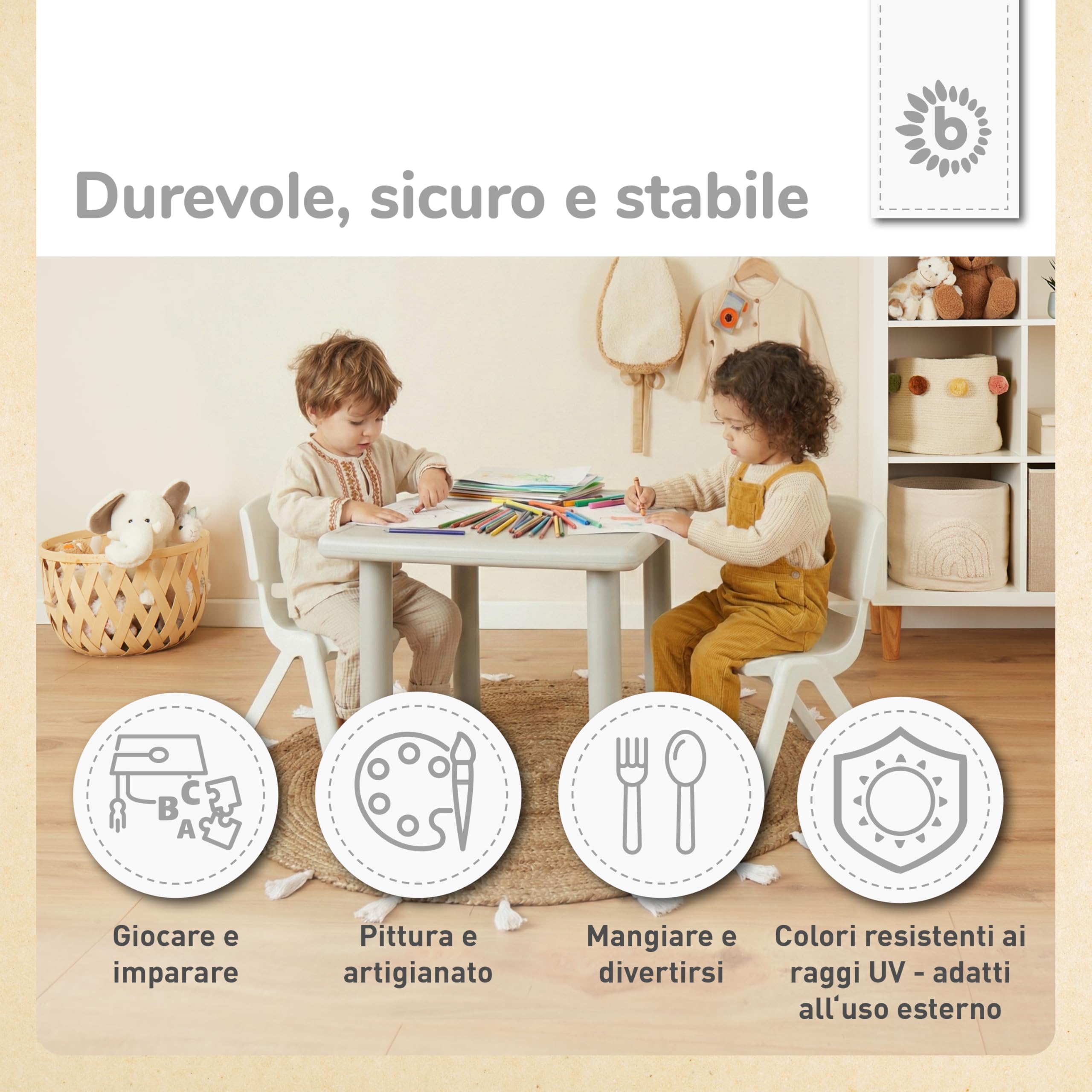 BIECO - Sedia per bambini con portata fino a 80 kg, impilabile e a prova di ribaltamento, per interni ed esterni, per bambini, per bambini, con sedie