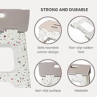 Vista 4 de Vigar Taburete plegable compacto, 10-1/2 pulgadas, ligero, capacidad de 330 libras, antideslizante taburete plegable, cuerpo de terrazo