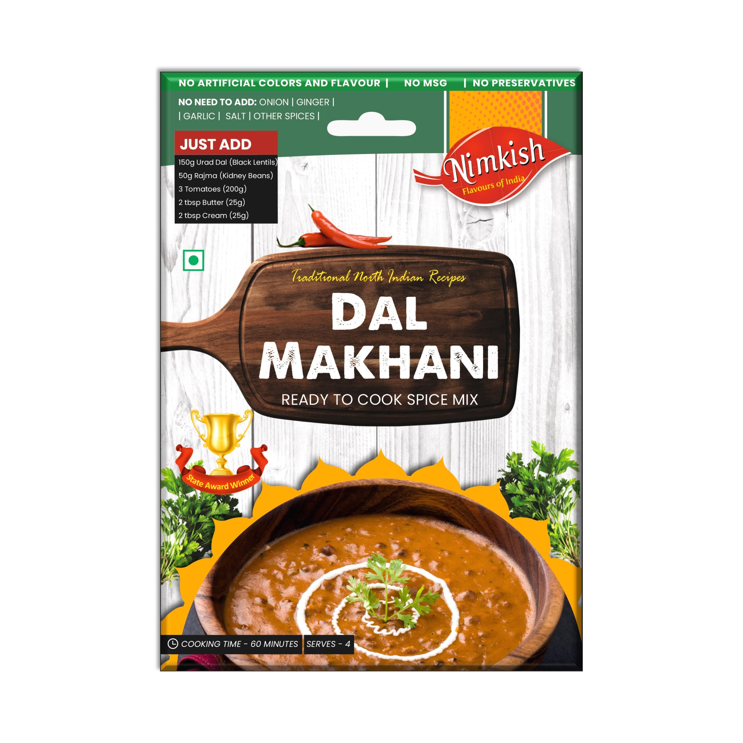 Nimkish Dal Makhani Masala 60g (Pack of 2, 30g each), Ready to Cook Spice Mix
