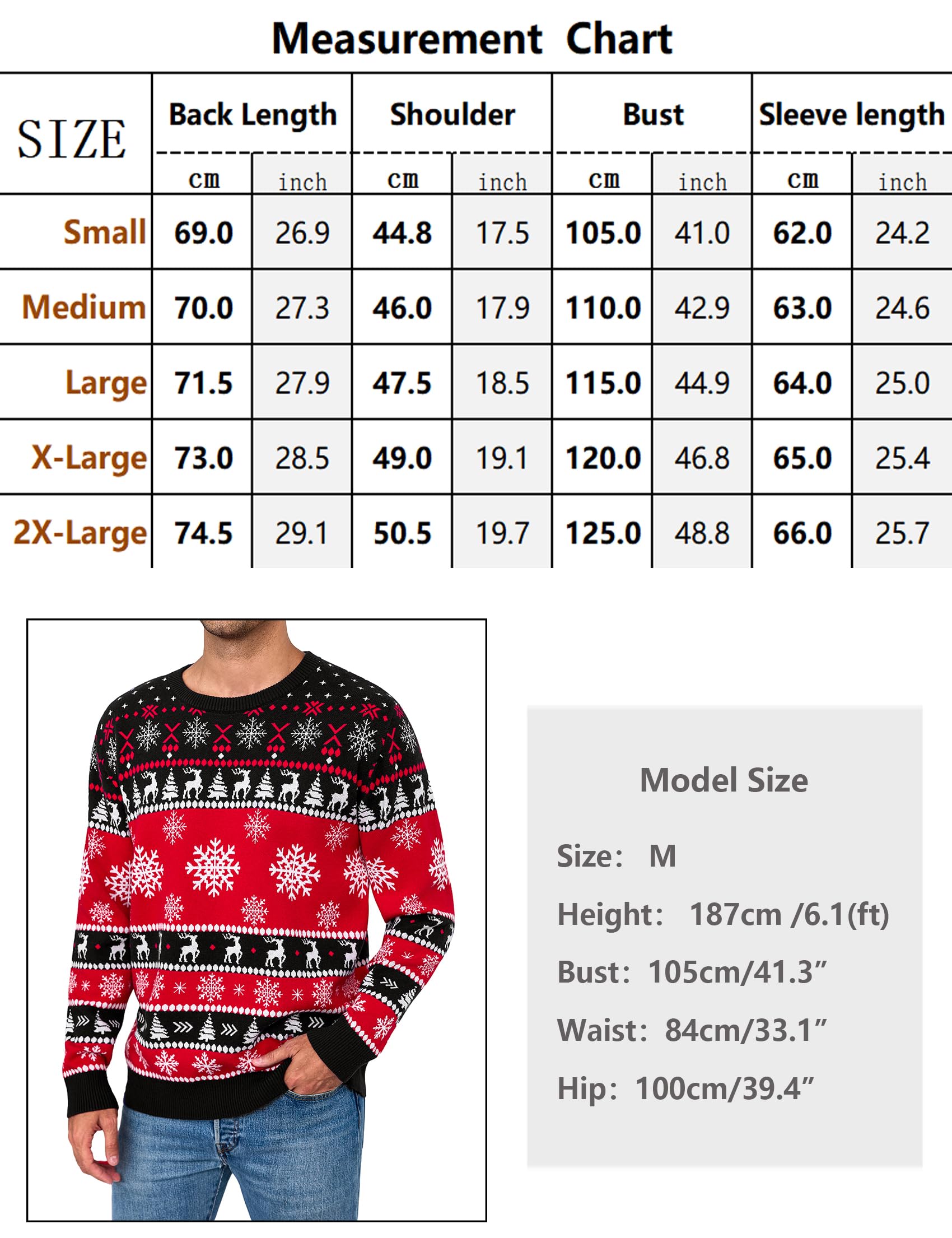 Aottori Pull de Noël Femme Homme Renne Imprimé Col Rond Maille Tricotée