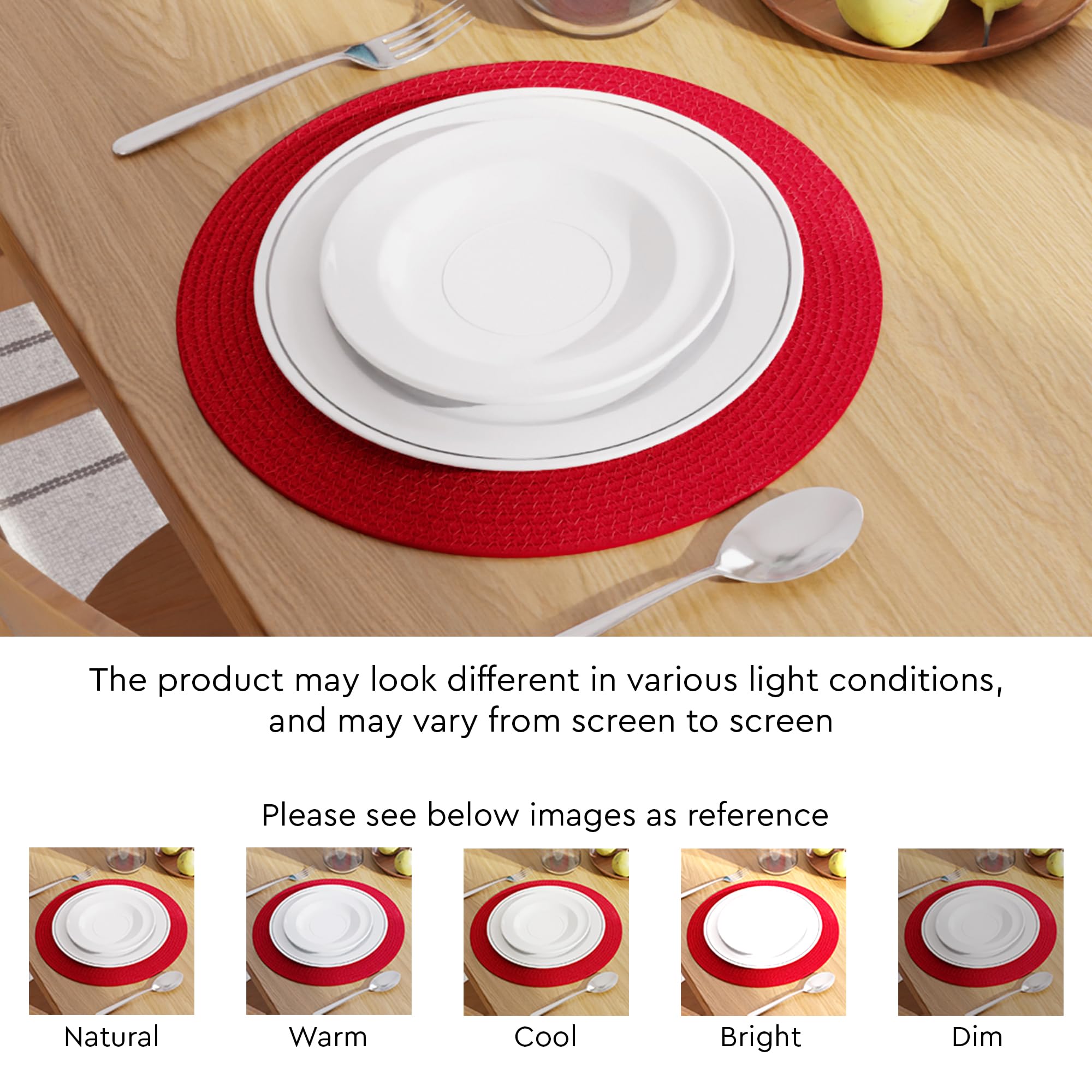 Matches21 Set Tovagliette Elegance In Tessuto Plastica, Rosso, 46x33 Cm, Sottopiatti Americani Lavabili Per Colazione E Cena - 2