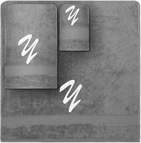 Vista 155 de Juego de toallas con monograma, regalo personalizado, juego de 3 toallas turcas bordadas con letras de bloques, 1 toalla de baño y 1 toalla de mano