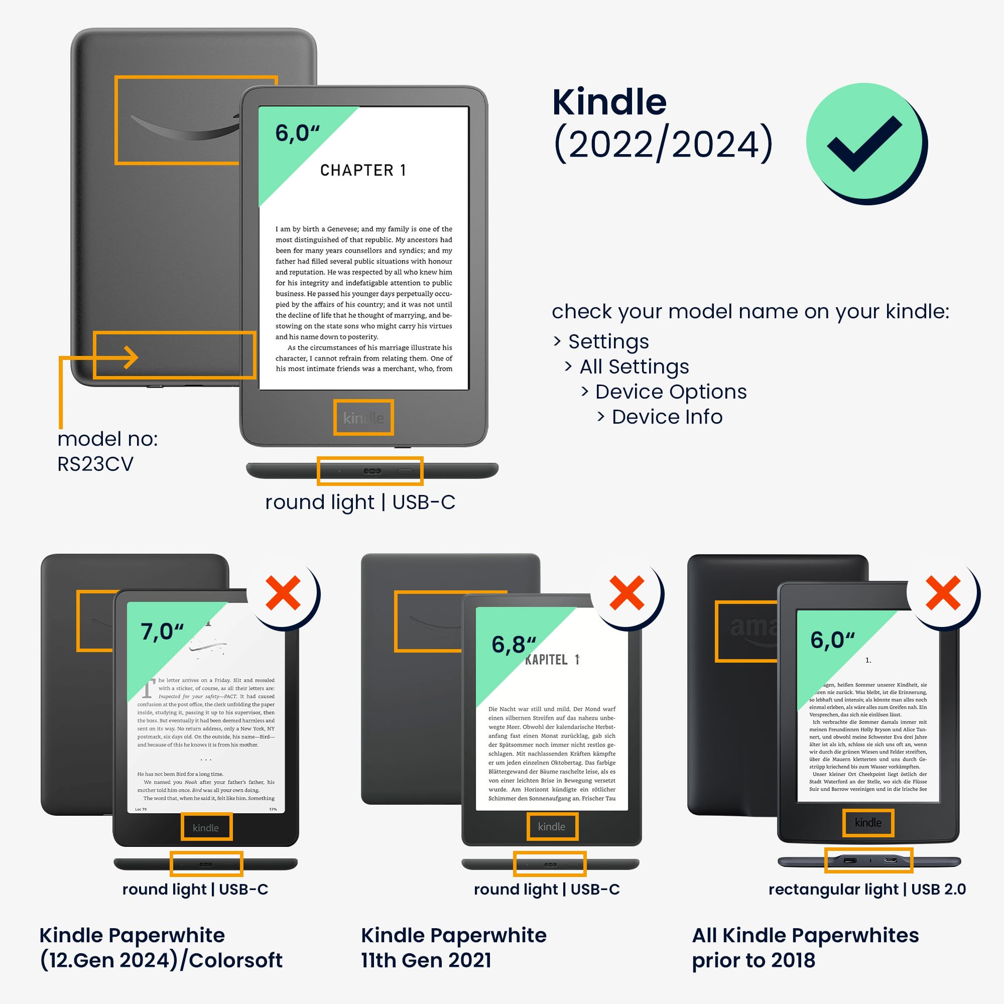 kwmobile Etui kompatybilne z Amazon Kindle (2022/2024) - etui z magnetyczną klapką do tabletów korkowych w kratkę z motywami brązowo-niebiesko-czerwone