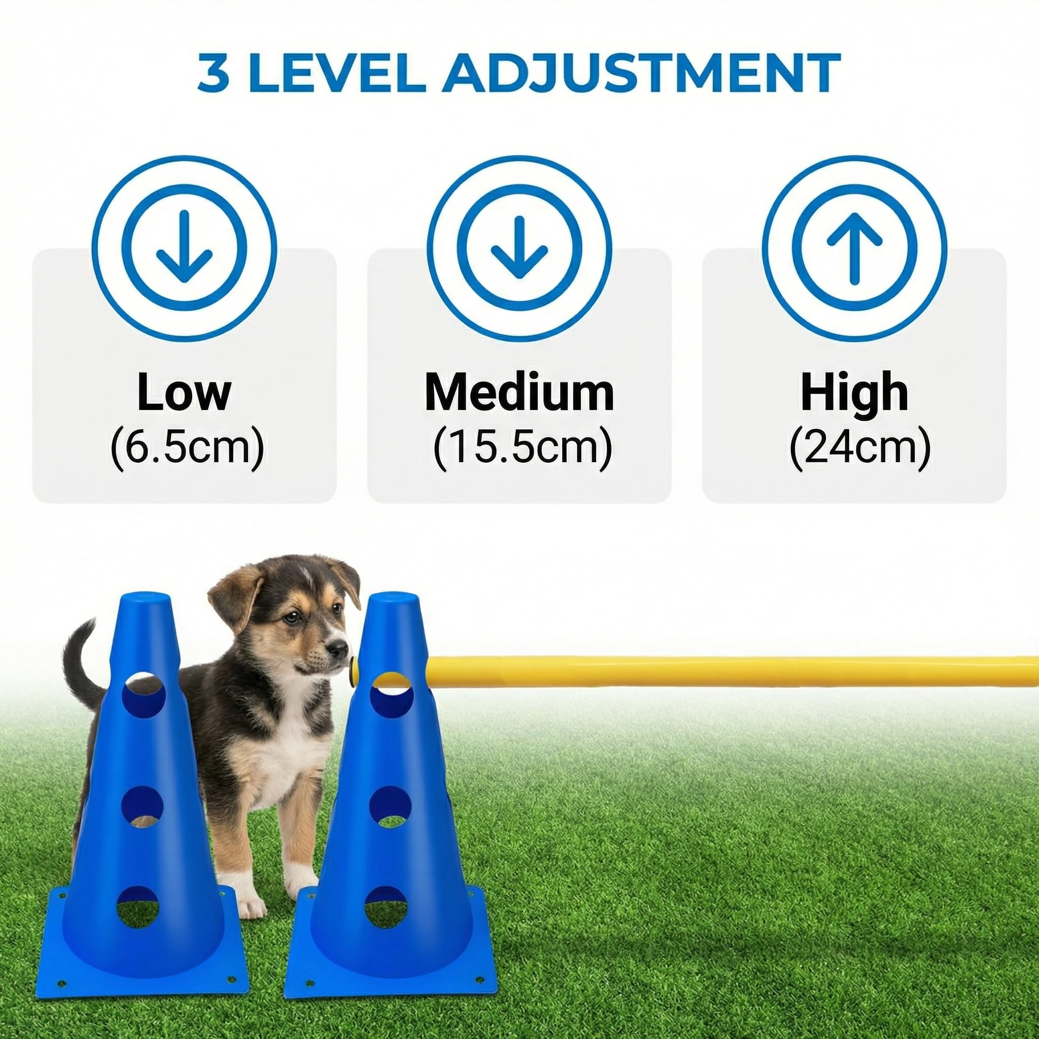 Accesorios de Entrenamiento de Agilidad para Perros y Caballos 5 Set Agility Set Perros Barreras Juego de Obstáculos Niños 23cm para Entrenamiento de Animales y fútbol (Azul 32cm 6Set)