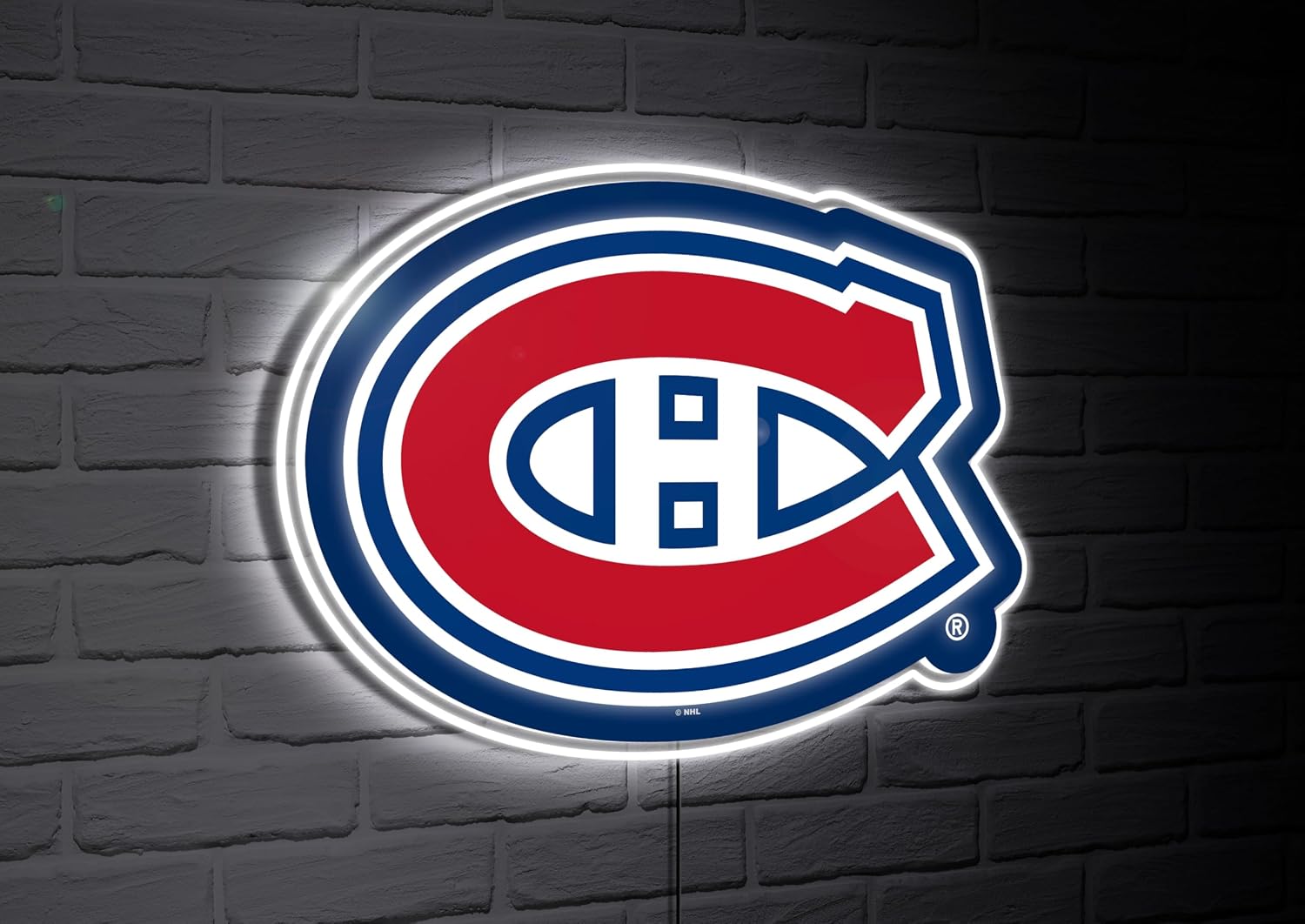 Team Sports America Evergreen NHL Montreal Canadiens | Ultra-Thin LED Light Wall Sign Décor | Large Pennant Banner | 9 x 23 Inches | Made in USA