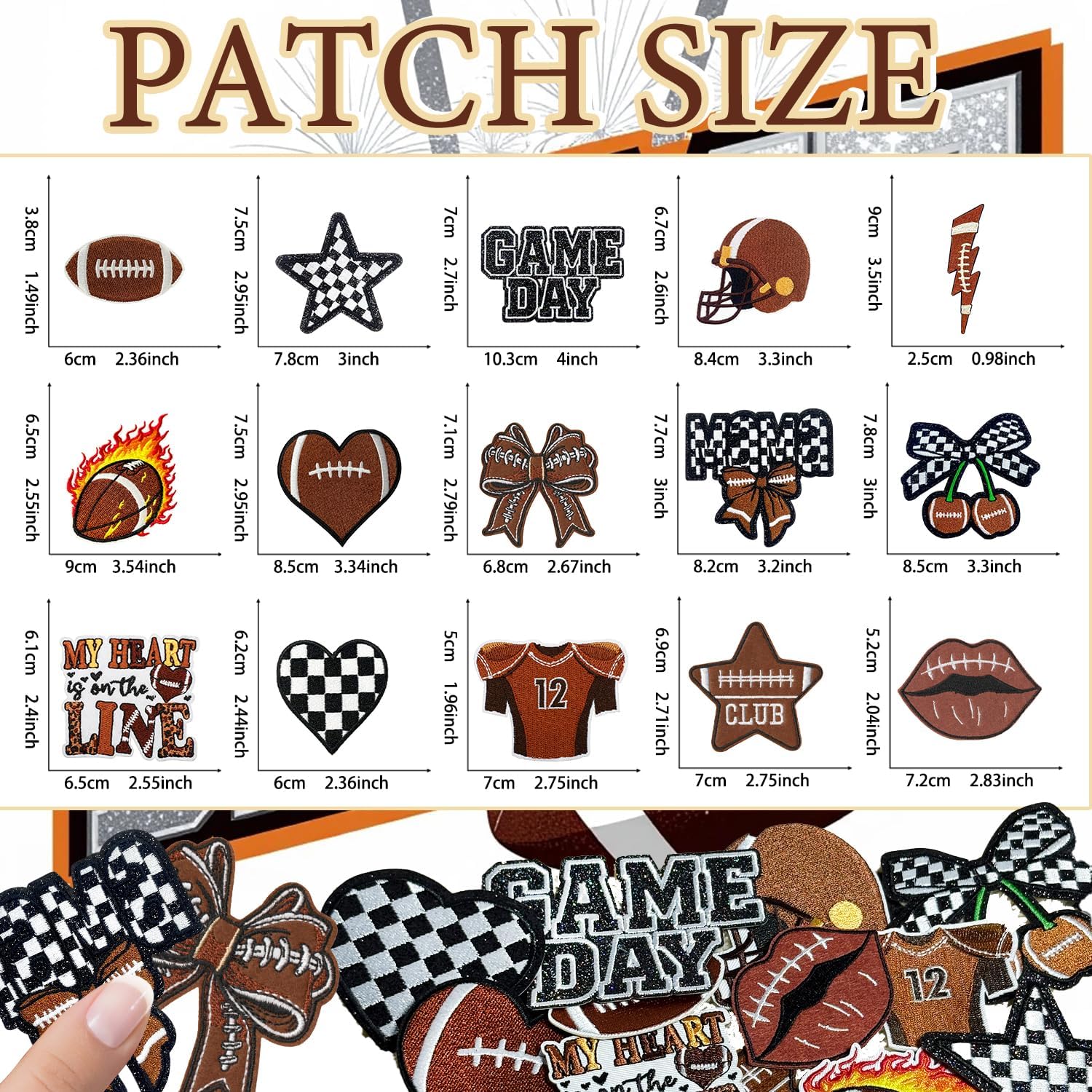 15PCS Rugby Iron On Patches Set Football Embroidered Applique Sports Sew On Repair Decoration DIY Craft Accessories for Clothing Hats Jackets Jeans Backpack