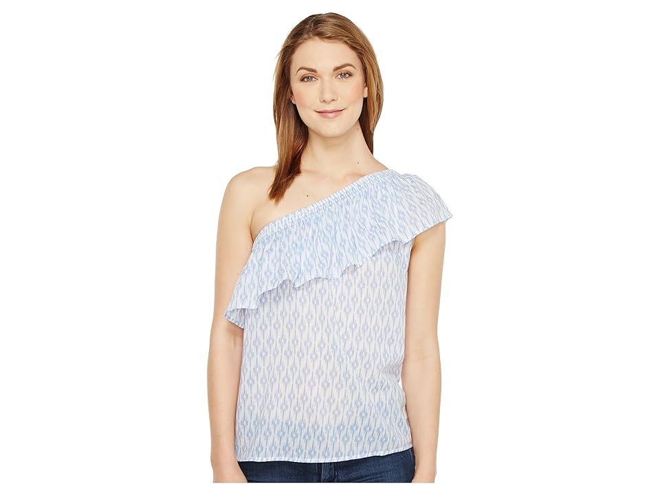 

TWO by Vince Camuto One Shoulder Ikat Stars Tencel Blouse (Ultra White) Women's Blouse