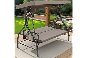 YITAHOME 3 Person Outdoor Patio Swing with Adjustable Canopy and Removable Cushion
