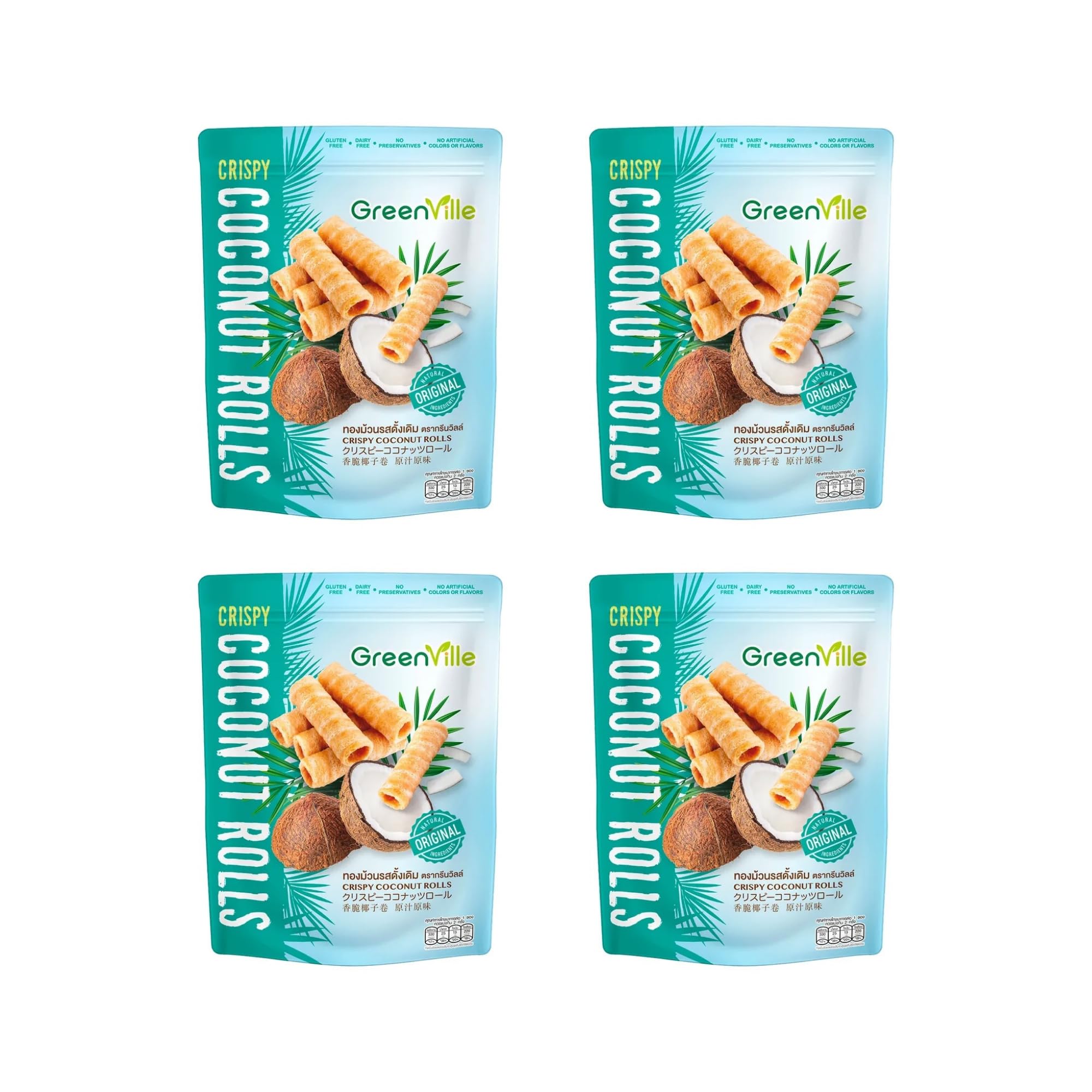 GREENVILLE Coconut Rolls (Pack of 4, Original Flavor)