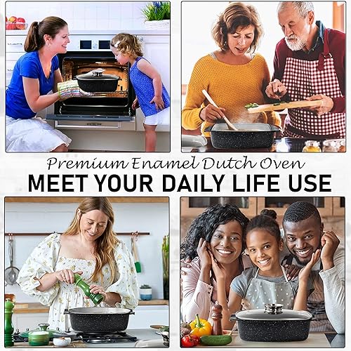 Miniatura 8 de Moss & Stone Olla ovalada de aluminio fundido a presión de 12 pulgadas, compatible con inducción, estufa de gas y placa de cerámica, olla de pasta