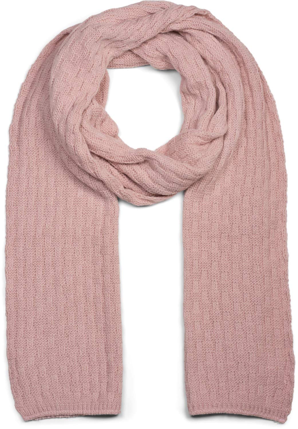 styleBREAKER unisex knit scarf with woven pattern, winter shawl, knit scarf, made in Poland 01018161, Colour:Old Rose