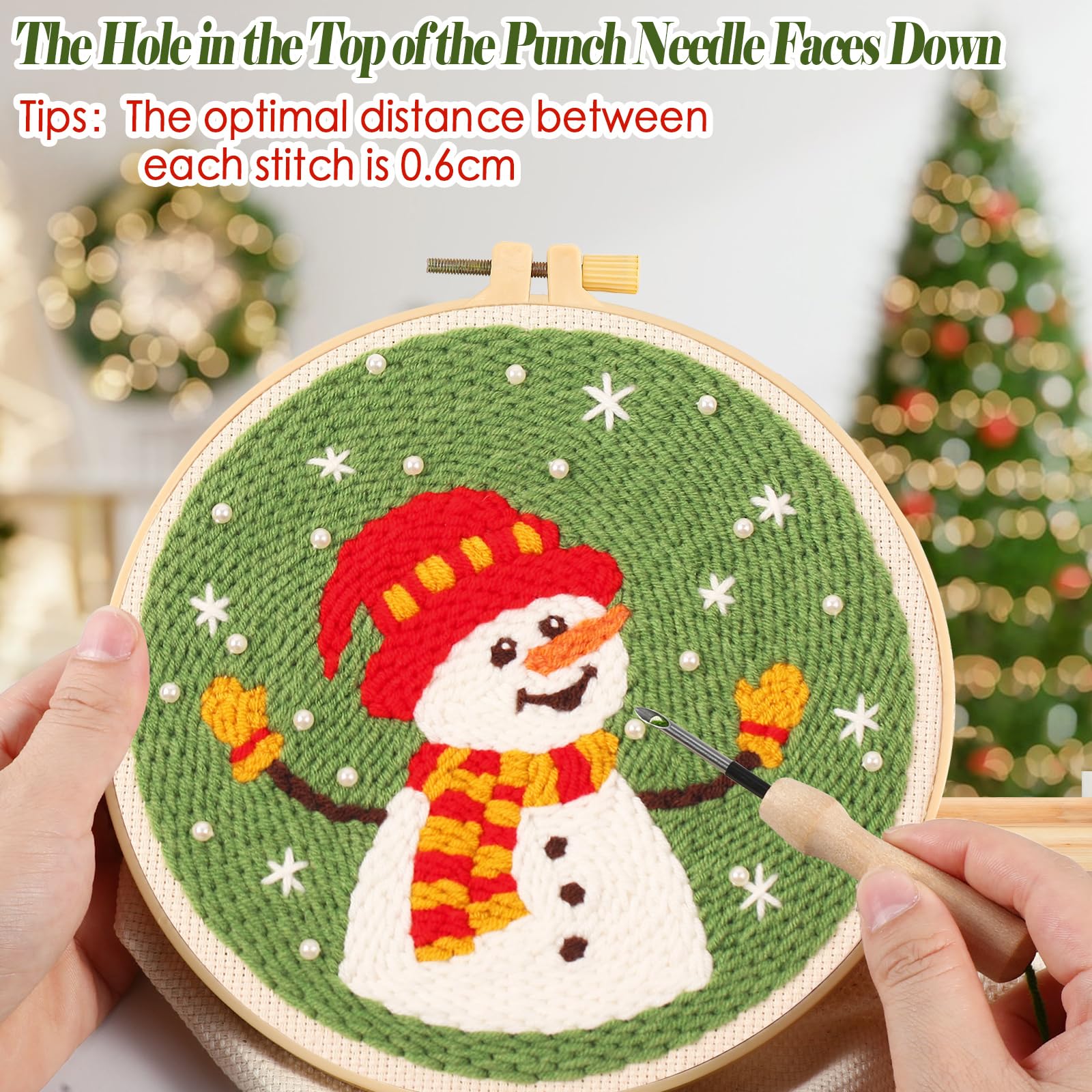 JSRQT 2 set di aghi da punzonatura natalizi per principianti, kit di ricamo per adulti e bambini, con motivo albero di Natale, pupazzo di neve, kit per ricamo per principianti con istruzioni (lingua