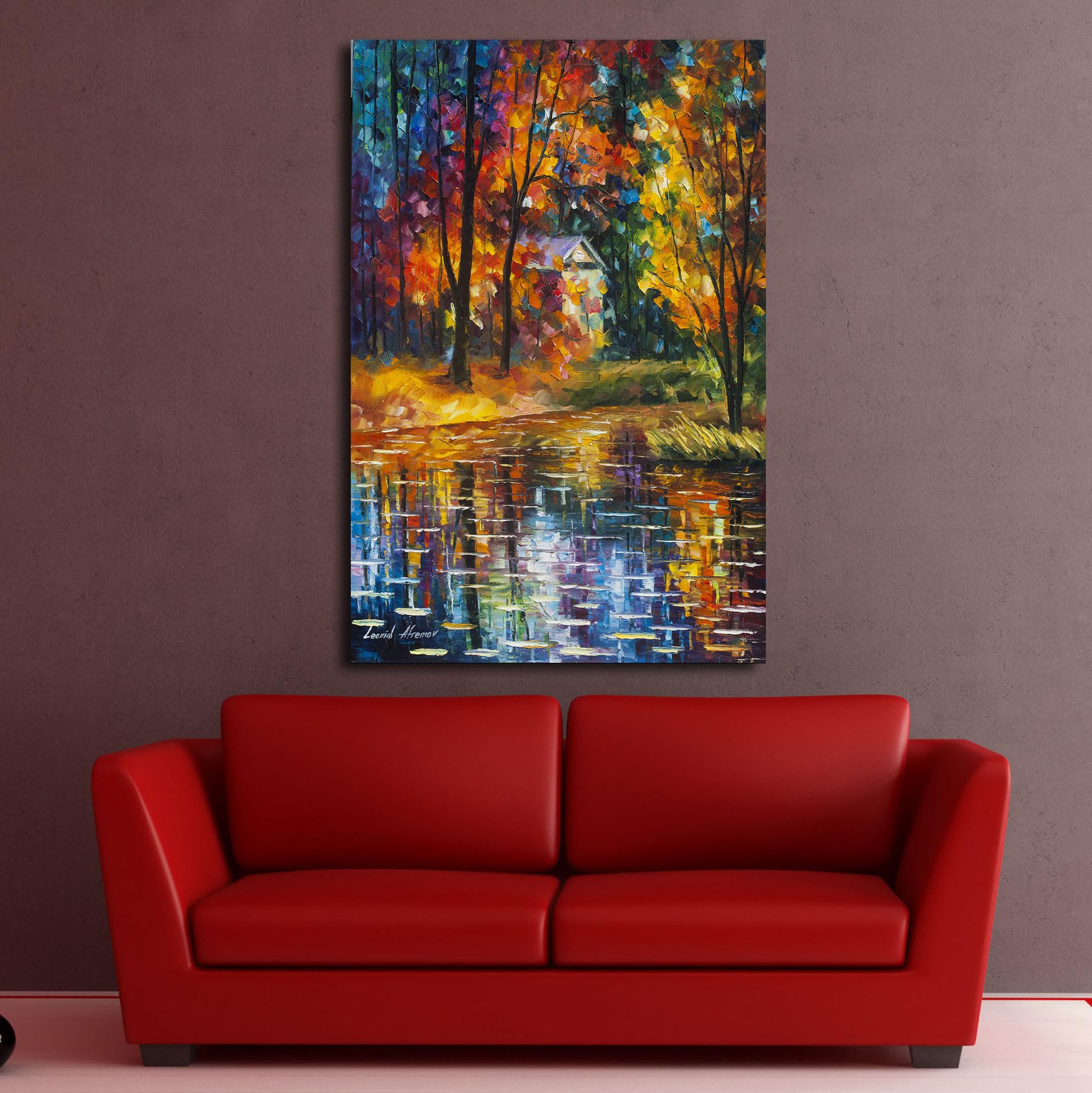 Inephos Framed Canvas Painting - Leonid Afremov - Nature Art 3D Painting | Wall Paintings for Home Decoration, Wooden, 120cm X 75cm, 20_0421LF