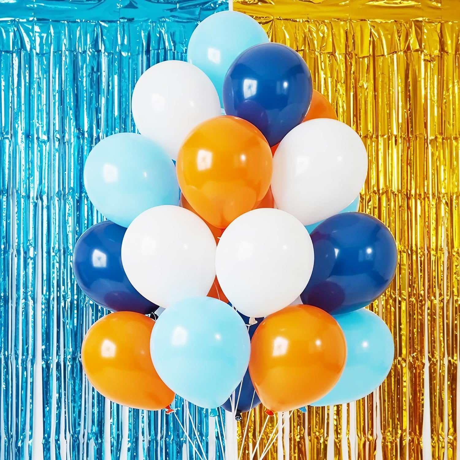 Blue Orange Balloon Garland Kit with Fringe Curtains – 22-Piece Party Decorations, 20 Latex Balloons Photo Backdrop Set for Birthday, Anniversary General Dog Sibling-Themed Celebration
