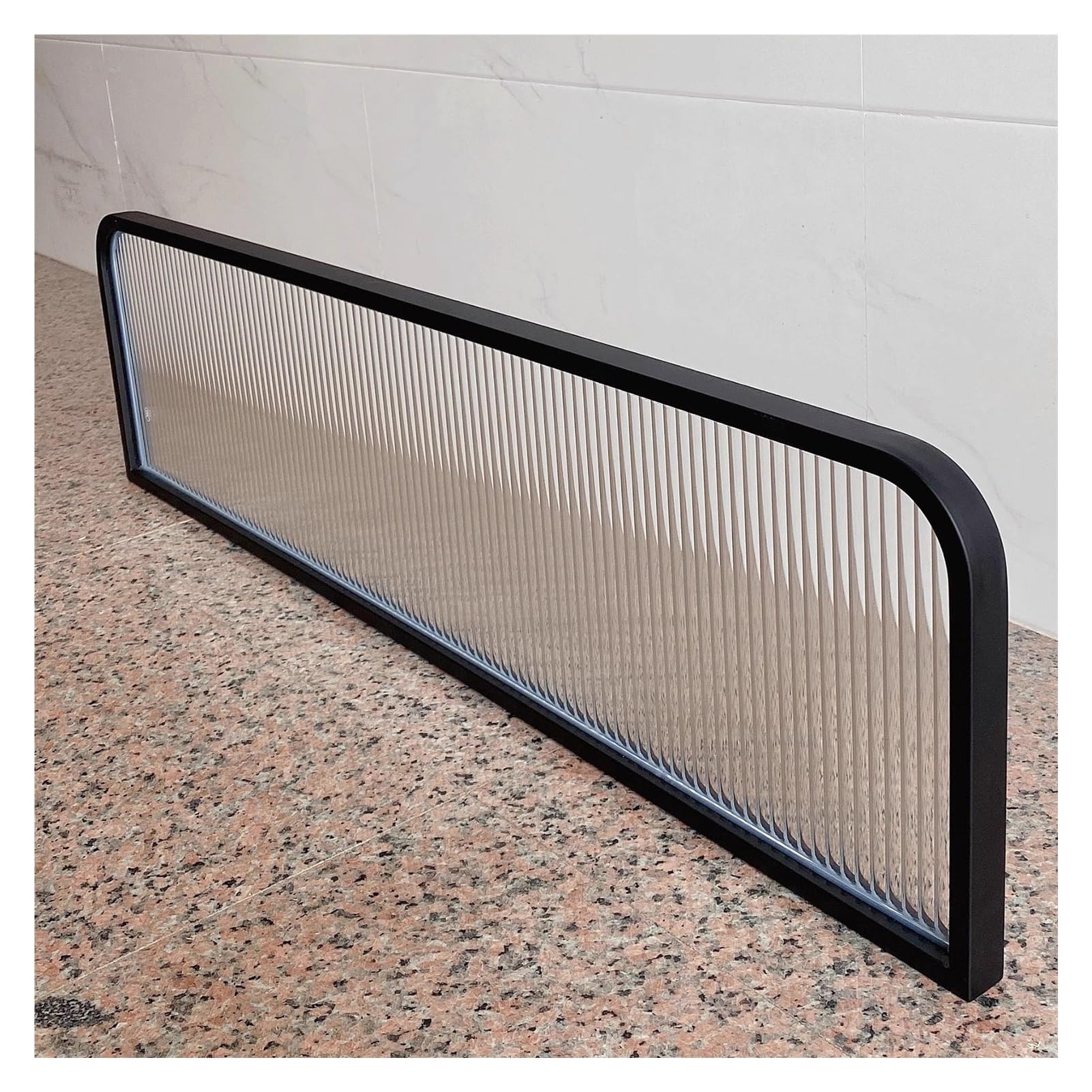 MSHGSKU Dividers for Dining Areas, Striped Glass Restaurant Raised Screen Partition, Hotel Hot Pot Half Wall Countertop Low Fence Divide (Color : Black, Size : 30x120cm)