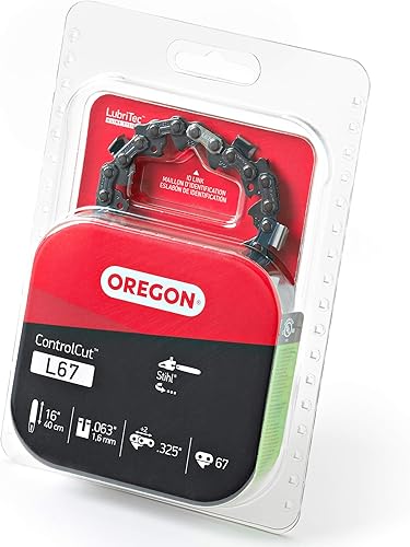 Miniatura 5 de Oregon L67 ControlCut Cadena de repuesto para barras guía de 16 pulgadas, 67 eslabones de transmisión, paso 0.325 pulgadas de baja vibración,