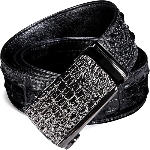 Miniatura 5 de Barry.Wang Cinturón de trinquete 3 hebillas Set de regalo para hombre Cinturones de cuero de grano hebilla automática 1 38 "Día del Padre Negocios