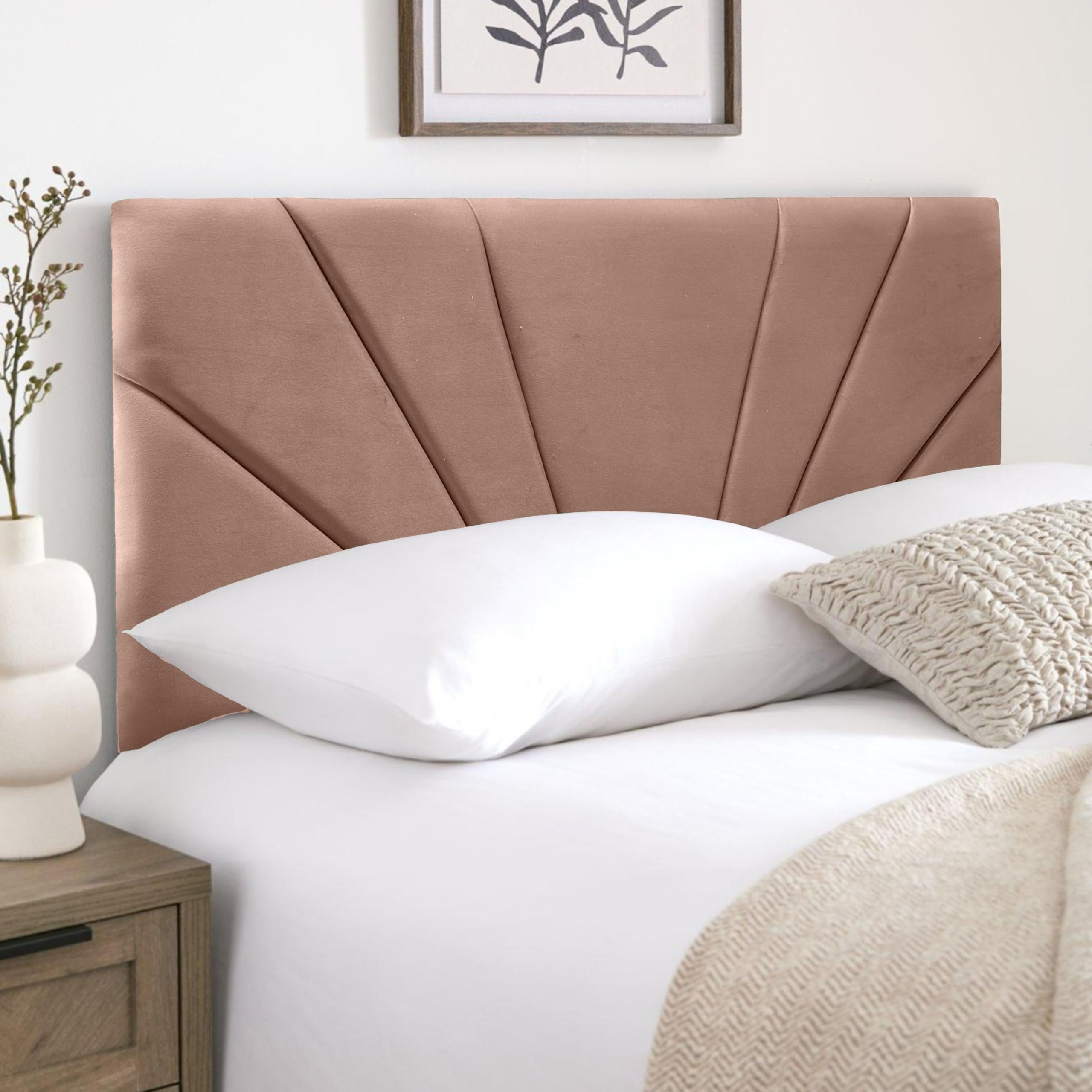 HB-1 Headboards for Beds – Butterfly 24'' Divan Bed Headboard – Headboards for Divan Beds, Bedroom & Hotel Furniture, Elegant Soft Plush Fabric Head Board