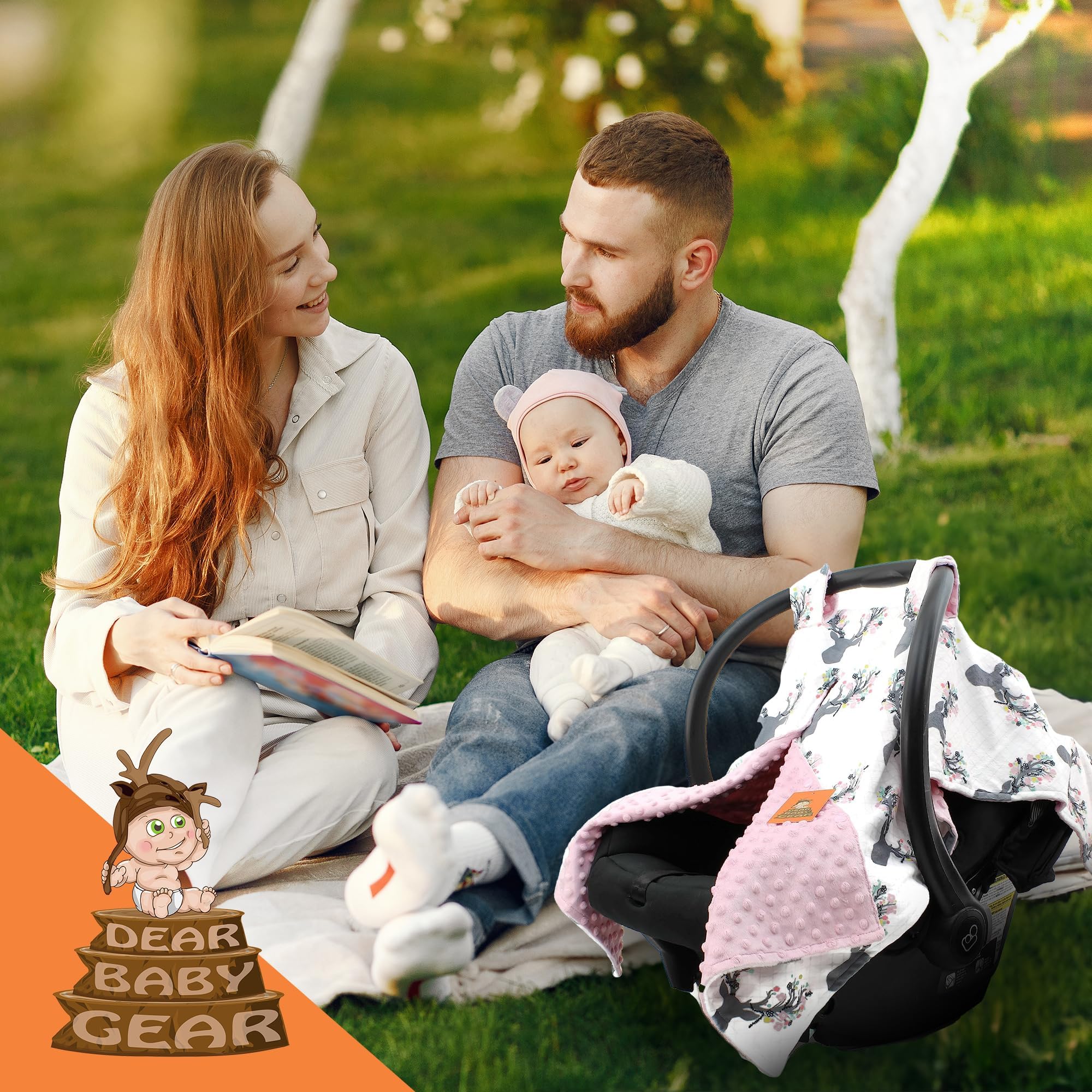 Dear Baby Gear Deluxe Koc dla niemowląt z drewna i kwiatów