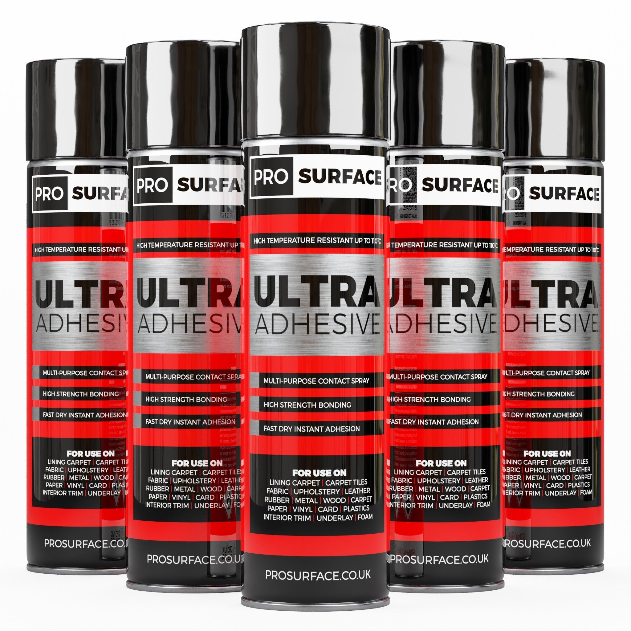5 Cans Ultra Adhesive - High Temperature Multi-Purpose Contact Spray Adhesive 500ml — image 1