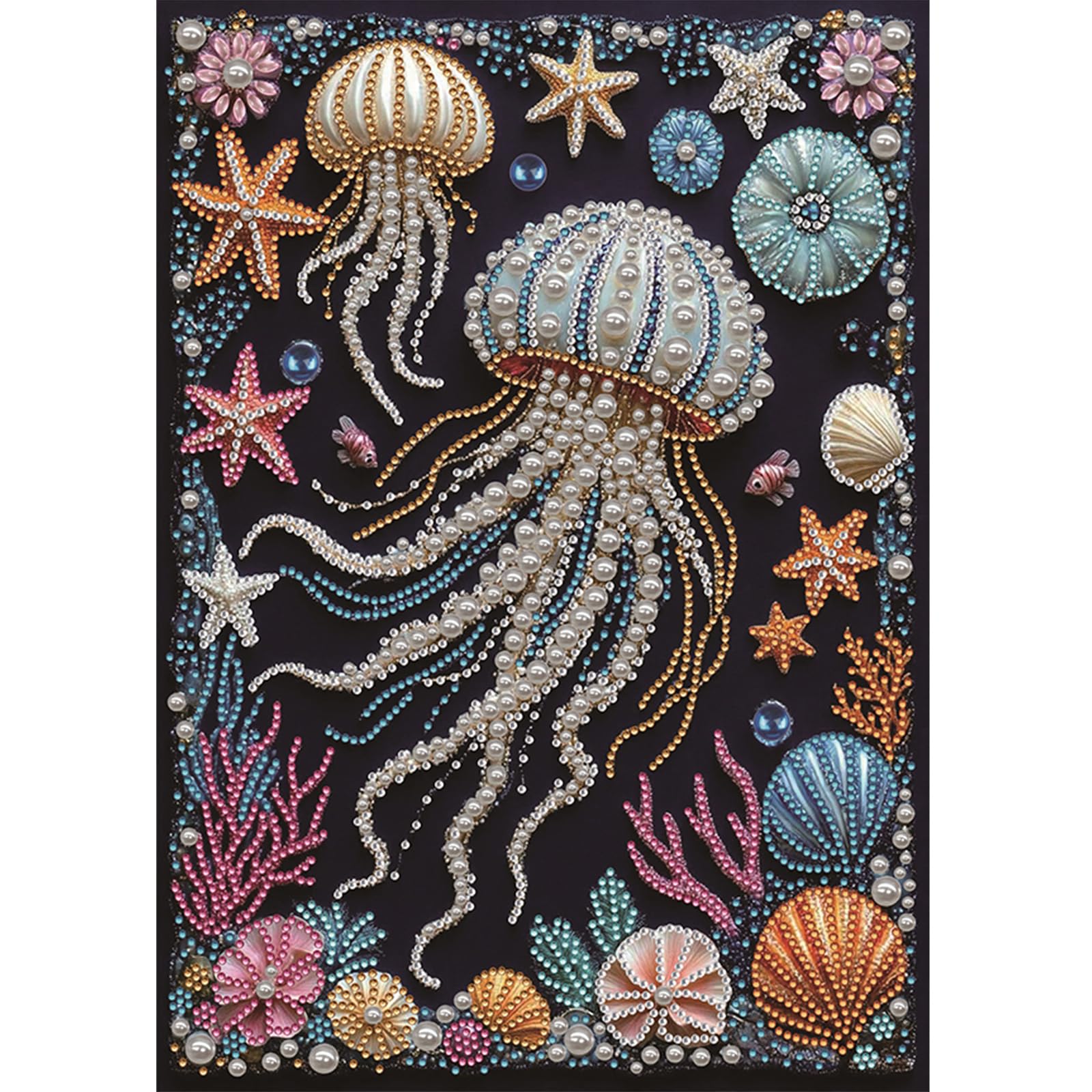 Jellyfish Diamond Art Kits with Pearls for Adults,5D Special Shaped Drill Diamond Painting for Beginners,DIY Diamond Dots Paintings Picture Arts Craft,Home Wall Decor 30x40cm