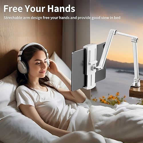 Miniatura 4 de LULULOOK Soporte para iPad, soporte de aleación de aluminio, ajustable para escritorio, compatible con iPad Pro 12.9, Mini, Galaxy Tabs, iPhone 16