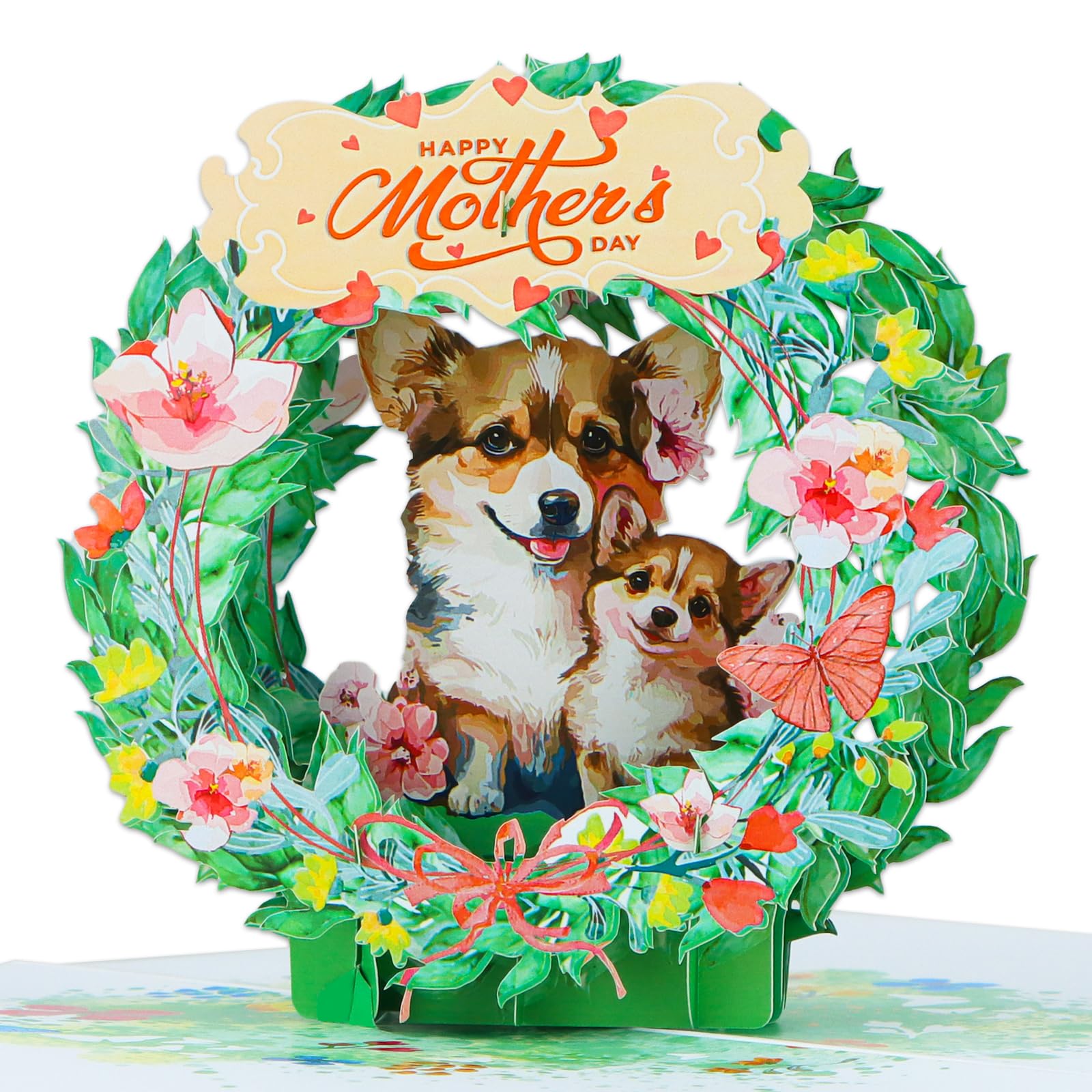 FaCraft Corgi Mothers Day Card from Dog - Happy Mothers Day Mom Pop Up Gift Greeting Card with Envelope for Best Mom Women Wife Daughter Grandma