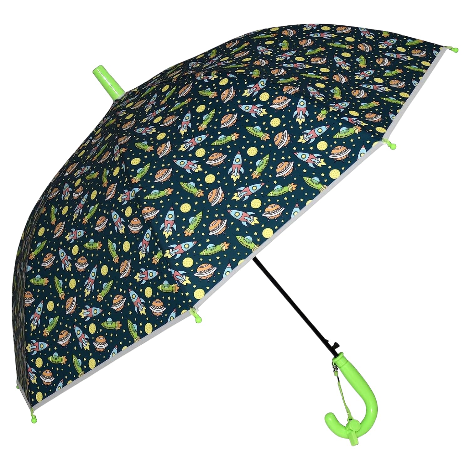KARBDUmbrella with Whistle for Children Kids Boys Girls Windproof Strong Colourful Cartoon Print Automatic 1 Fold Round Handle Sun Protection Rains Umbrella