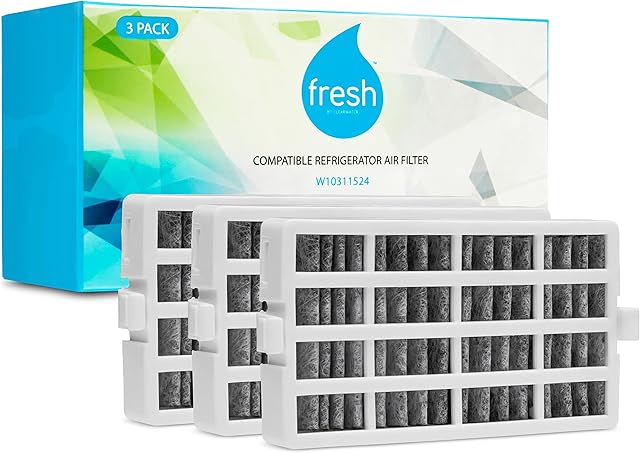 Fresh W10311524 Compatible With Whirlpool W10311524, AIR1, Replacement Refrigerator Air Filter, 3 Pack