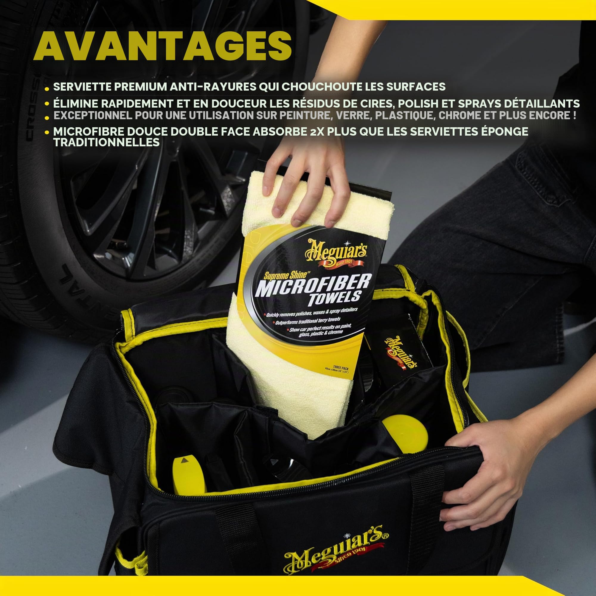 Meguiar's Lot de 3 Chiffons Microfibre Supreme Shine 40 cm X 60 cm